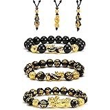 SOOWOOT Feng Shui Bracelet Necklace-Pi Xiu Black Obsidian Wealth Bracelet Good Luck Bracelet Pi Yao Attract Wealth Money Neck