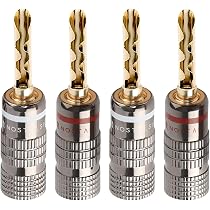 Amazon | Cleqee 24K金メッキ 8本セット バナナプラグ ねじ込み式 無