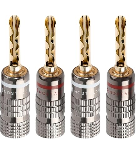 Amazon | Cleqee 24K金メッキ 8本セット バナナプラグ ねじ込み式 無