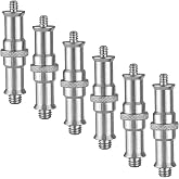 YFFSFDC 1/4-20・3/8-16 スピゴットアダプター 6本 アルミ合金製 68mm カメラ 三脚 照明スタンド用 | 1/4-20・3/8-16両端オスネジのアルミ合金製6本セット。全長68mm、最大径φ19mm、耐荷重約6kgで撮影機材