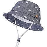 [LeafIn] ベビー 帽子 キッズ ハット 星柄 ひも付き 日よけ 紫外線対策 UVcut帽子 男女兼用 子供用 綿クロッシェ サファリハット チューリップハット テンガロンハット