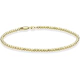 MiaBella 18 Karat Gold Over Sterling Silver Diamond-Cut 2.5mm Bead Ball Chain Bracelet Anklet for Women 6.5, 7, 8, 9, 10 inch