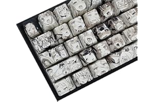 アニメ キーキャップ 108 PBT 昇華型 OEM Cherry MX Switchメカニカルキーボード keycaps (黒と白)
