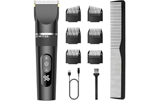 バリカン【2024新登場 USB充電式】ヘアーカッター 電動バリカン バリカンメンズ 5段階刈り高さ調節 3段階スピード LEDディスプレイ 大容量バッテリー 自動研磨 6種類ガイドコーム 低騒音 IPX7防水 コードレス バリカン子供 家庭用 散髪