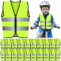 10-Pack Kids Safety Vests – High Visibility Reflective Vest With Zipper, Fluorescent Green For Ages 3-10