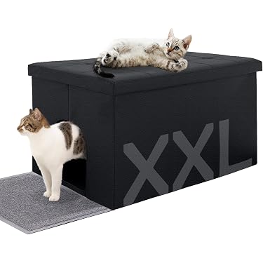 Covered Cat Litter Box Extra Large Hidden Cat Litter Box Enclosure With  Hallway & Drawer - Odor Control Enclosed Cat Litter Box