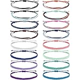 Palotay 6/15PCS Summer Surfer String Woven Anklet Bracelets Adjustable Handmade Waterproof Braided Bracelet String Beach Boho