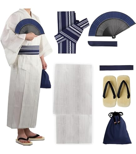 浴衣　綿麻　粋な夏着物　菊柄　黒　献上柄　半幅帯　2点　0726⑭ 浴衣 綿麻 粋な夏着物 菊柄 黒 献上柄 半幅帯 2点