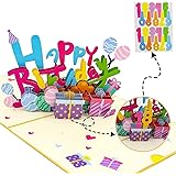 誕生日カード 立体 ケーキ HAPPY BIRTHDAY バースデーカード グリーティングカード 3D 立体 ポップアップカード メッセージカード DIY番号付き 子供 大人 ギフトカード 誕生日 かわいい 封筒付き サンキューカード