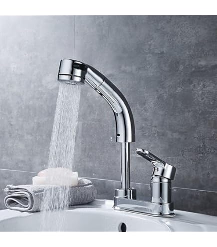 Amazon | 洗面台蛇口 洗面水栓 ツーホール式 洗髪用 シングルレバー