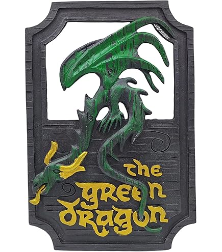 Lord of the Rings - Set di cartelli per pub con il pony rampante e il drago verde, fatto a mano, stile bar, pub, casa, ufficio, 27,9 x 17,8 cm, cartello fatto