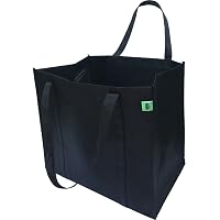 Reusable Grocery Tote Bags - 10 Pack Gray Reinforced Handle Shopping Bags, Large & Machine Washable