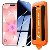 TORRAS For iPhone 16e /14/13 Pro/13 ガラスフィルム 覗き見防止 保護フィルム 航空宇宙ガラス のぞき見防止 超耐久 米軍規格 さらさら 指紋防止 ワンプル(Just One Pull) ガイド枠付き アイホン16e
