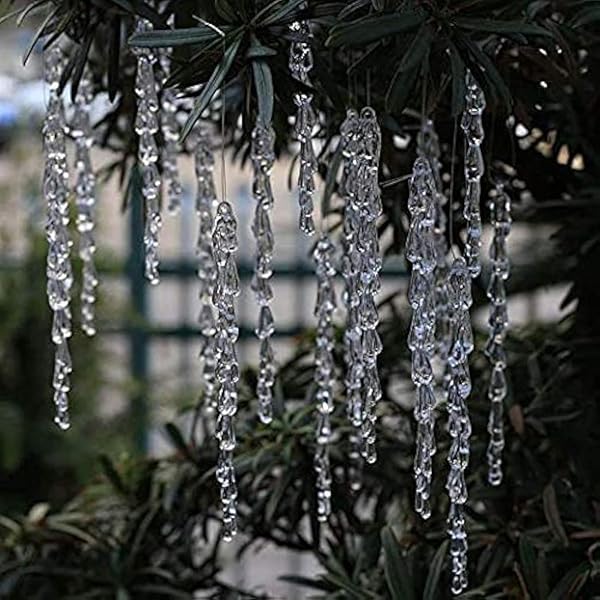 Jishi 20 FT Ice Wire Garland - White Pearl & Crystal Teardrop Beads, Flexible DIY Decor For Christmas, Weddings