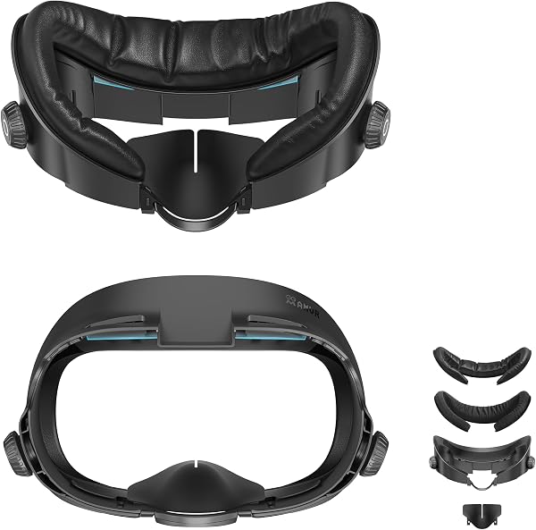 AMVR Upgraded Face Cover Pad Facial Interface Compatible with Meta/Oculus Quest 3 Accessories, with Knob Adjustable, with PU Face Cushion and Breathable Ice Silk Cotton - 1