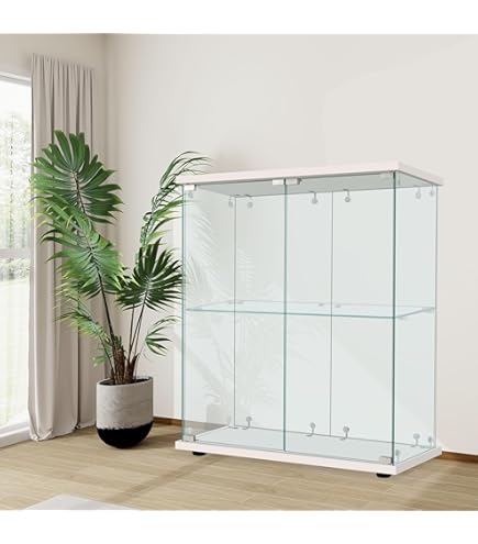 【新品】フィギュアケース コレクションケース ガラス 2段ワイド 棚 ホワイト 新品】コレクションケース 2段ワイド 棚 ホワイト ガラス