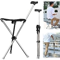 Amazon.co.jp: [mocoly]ステッキチェア 3本脚設計 折りたたみ杖椅子