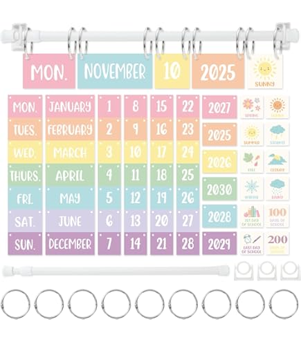 Classroom Flip Calendar Binder Ring Calendar Displays Adjustable Flip Calendar Rod Holder 16-28 Inches With Binder Rings - Classroom Whiteboard Organizer Classroom Flip Chart Rod Calendar Frame Holder For Wall - View #4