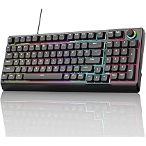 Amazon | ゲーミングキーボード 赤軸 98 キー メカニカル LED