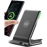 INIU Wireless Charger, 15W Qi Certified Fast Charging Station, Wireless Charging Stock with Sleep-Friendly Adaptive Light Com