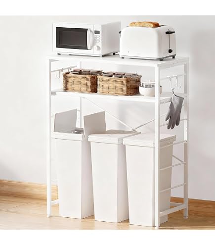 Amazon.co.jp: ゴミ箱上ラック 幅80×奥行40×高さ100cm キッチンラック