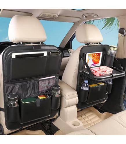 Luckybay Organizer laterale per sedile auto, borsa portaoggetti da appendere al sedile dell'auto, per cellulari, bevande, oggetti con tasca in rete per auto, SUV e camion