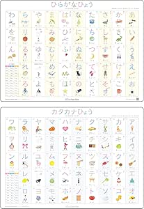 Amazon アンシャンテの書き順学習ポスター2枚セット ひらがな カタカナ 防水 角丸 ひらがな カタカナ 漢字 おもちゃ