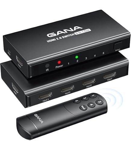 Commutateur HDMI 4x1 DIGITUS – 8K/60Hz, HDCP 2.3, 4 Entrées 1 Sortie, Pour PS5, Xbox, TV