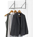SimpleHouseware Over The Door Clothes Hanging Rod, Silver