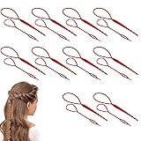 DELUXEFOX くるりんぱ スティック アレンジスティック (20個セット) オーディオファン ヘアアレンジスティック 多機能ヘアスティック お団子 髪造形 初心者 プロサロン 美容院 家庭用 業務用 大小のセット レッド