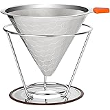 Smilemoon コーヒードリッパー コーヒードリップ 器具 2層メッシュ ステンレスフィルター 分離式 スロードリップコーヒーフィルター 円錐 軽量 1～4杯用