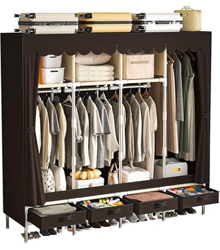 簡易ポータブル組立クローゼット 防湿・防塵・防カビの不織布クローゼット① Amazon｜簡易ポータブル組立クローゼット防湿防塵防カビ不織布