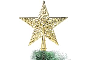 TIKALON ゴールドのツリー星トップ クリスマスツリー用オーナメント ツリートップスター 20cm 15cmプラスチック製の星 (20cm)