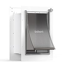Baboni Pet Door for Wall, Steel Frame and Telescoping Tunnel, Aluminum Lock, Double Flap Dog Door and Cat Door, Strong and Du
