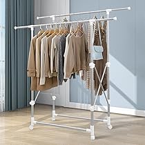 ハンガーラック パイプハンガー　耐荷重150KG スタンド棚付　伸縮 高さ調節可 Amazon｜HOKEEPER ハンガーラック パイプハンガーラック 耐荷重