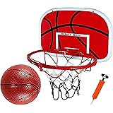 [TradeWind] バスケットゴール バスケットリング ネット バスケ ボード 壁掛け シュート練習 ボール エアポンプセット ミニサイズ(ブラウン34cm)