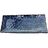 美濃焼 和風カフェシリーズ 亀甲 長角皿 藍の雪 DK-0310