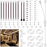 Led Strip Light Connectors Kit, Right Corner Angle Solderless Gapless Adapter, 4 Pin Conductor Light Strip Splice for TV, 10m