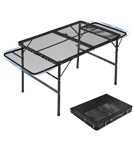 Amazon.co.jp: キャンプ テーブル メッシュ ローテーブル 二つ折り