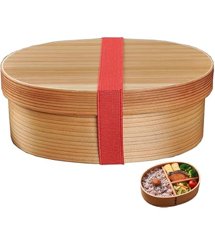 Amazon｜J－kitchens 弁当箱 木製 一段 杉の木 ナチュラル 18x10x6cm