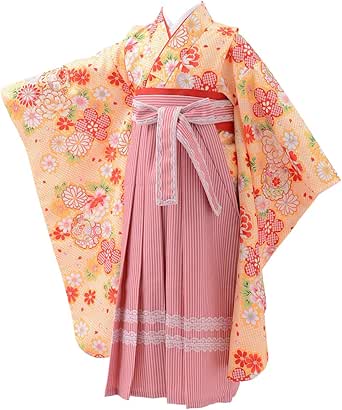 Amazon 京のみやび 卒園式 七五三 女の子着物袴セット ちょっと小さめ 黄 疋田に雪輪 100cm 110cm 1cm 5才 着物 浴衣 通販