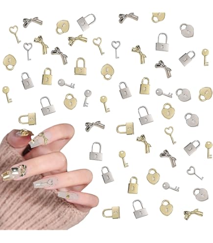 Amazon | ネイルパーツ 60個セット 3D 立体 キー 鍵 ロック リボン