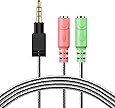 MillSO イヤホンマイク変更用ジャックコネクタAudio Cable ステレオミニ3極2メス4極オス-1Ｍ ＜iPhone使用不可＞
