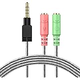 MillSO イヤホンマイク変更用ジャックコネクタAudio Cable ステレオミニ3極2メス4極オス-1Ｍ ＜iPhone使用不可＞