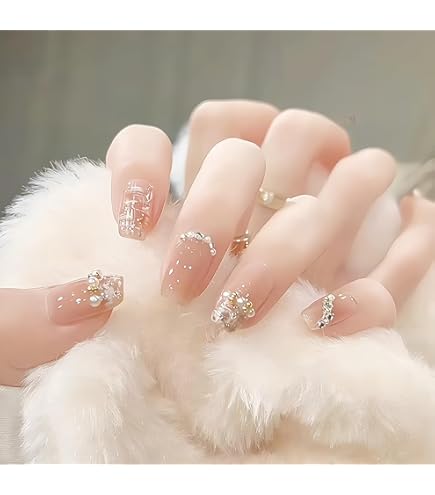 Amazon | 24枚セット ネイルチップ 12別サイズ 中位の長さ 落ち着いた