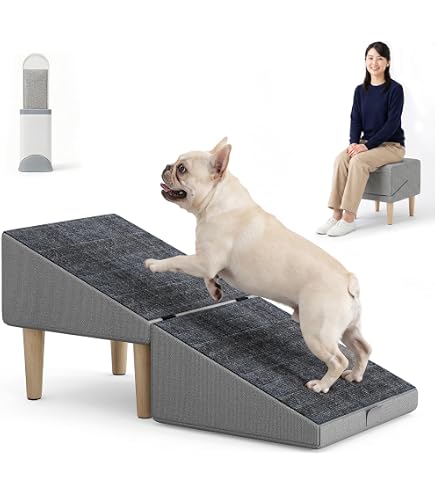 bimitiペットスロープ 高さ37cm チェア変形 滑り止め 段差解消 カーキ Amazon | bimiti犬 スロープ 階段 ステップ 高さ37cm チェア変形