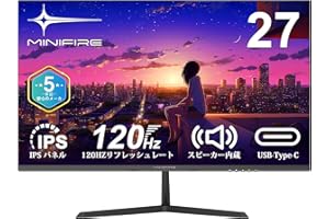 Minifire モニター27インチ 120Hz フルHD 1920x1080 IPSパネル ディスプレイ USB-Type C/HDMI スピーカー内蔵 Adaptive Sync OD 5ms HDR10 sRGB 110% ブルーライト軽減 フ