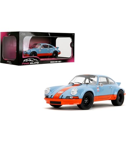 Solido Porsche 911 RSR 1973 Diecast Car Classic Racing 911 avec décor Carrera, corps détaillé et jantes sport, blanc avec accents bleus, 1:18