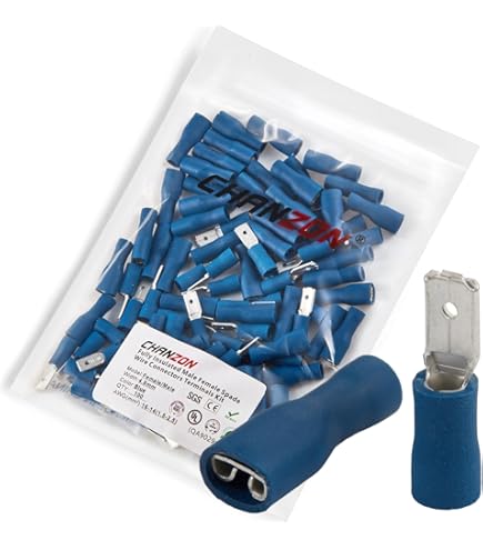 Chanzon 100pcs UL Listed 4.8mm Male & Female Spade Connector Quick Disconnect Kit Red Semi-Insulated PVC Red 16 17 18 19 20 21 22 Awg