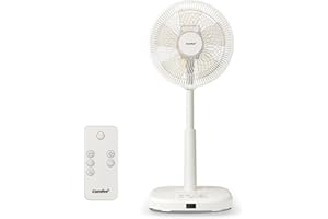 COMFEE' 扇風機 リビング ACモーター 静音 リモコン付き 左右自動首振り 上下角度調節 風量3段階調節 1~7h タイマー機能 強力送風 省エネ 小型 コンパクト 洗える 5枚羽根 軽量 ベージュ色